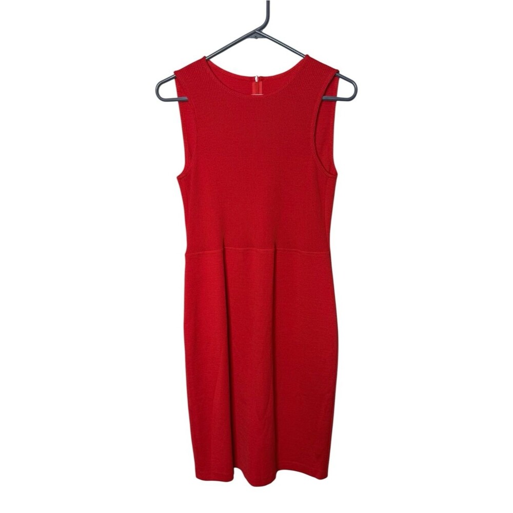 St. John Red Sleeveless Knit Sheath Dress Size 6